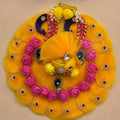 Yellow & Pink Floral Laddu Gopal Poshak | Designer Phool Shringar Dress for Kanha Ji