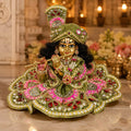 Premium Green & Pink Designer Laddu Gopal Poshak | Pearl & Stone Embellished Thakur Ji Dress Set